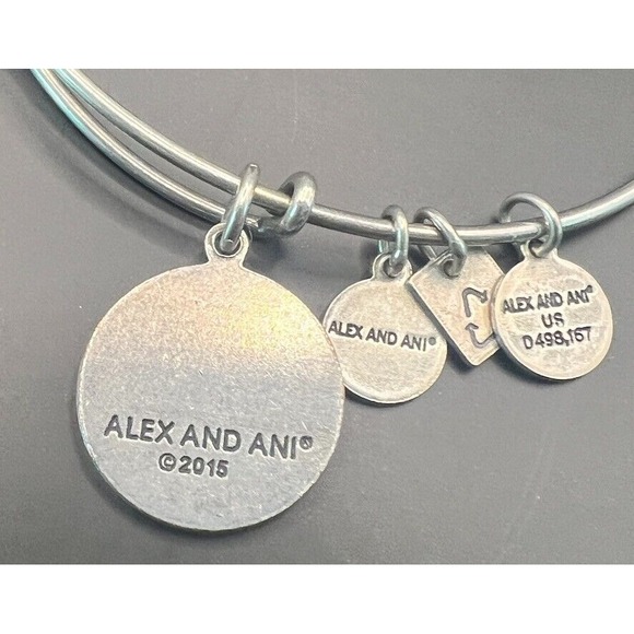 Alex and Ani Silver‎ Bangle Bracelet Completely Blessed Energy Charms Adjustable - Picture 8 of 10
